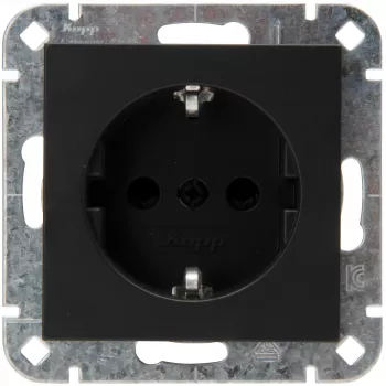 Heinrich Kopp SCHUKO Socket Outlet Flush-Mounted Matte Black 1-Gang 16A 250V
