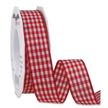 C.E. Pattberg poklon vrpca Vichy-karo mat crveno-bijela 25 mm x 20 m