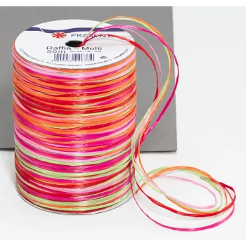 C.E. PATTBERG Raffia poklon vrpca mat ružičasto-crveno-narančasto-zelena 3,0 mm x 50,0 m