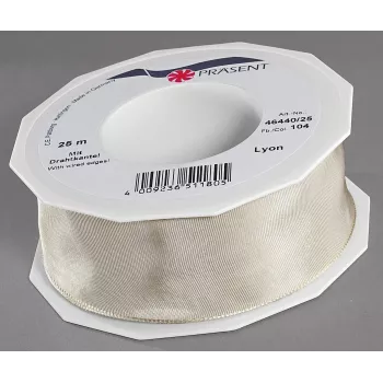 C.E. Pattberg poklon vrpca LYON sjajna krem 40,0 mm x 25,0 m