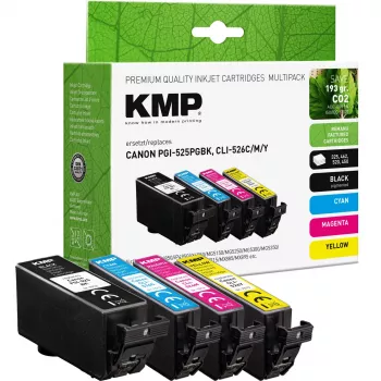 KMP kompatibilni set tintnih patrona 4 komada crna cijan magenta žuta za Canon PGI-525/CLI-526