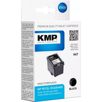 KMP H47 - 14 ml - crna - kompatibilna - tintna patrona (alternativa: HP 901XL, HP CC654AE) - za HP Officejet 4500, 4500 G510, J4524, J4540, J4550, J4585, J4624, J4640, J4660, J4680