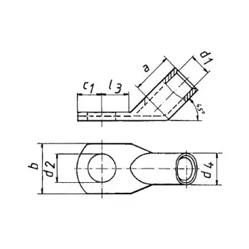 Klauke 47R1245 cijevna kabelska stopica 45° 70mm² M12 E-Cu galvanski pocinčana