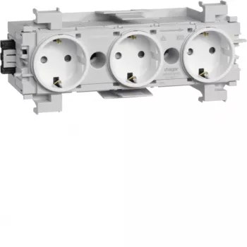 HAGER GS30019016 trostruka utičnica, polarno bijela, stezaljke