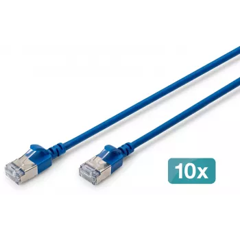 DIGITUS CAT 6A F-FTP Slim patch kabel, bakar, LSZH, 0,5 m, sivi