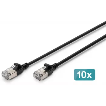 DIGITUS CAT 6A F-FTP Slim patch kabel, bakar, LSZH, 1,5 m, crni, 10 komada