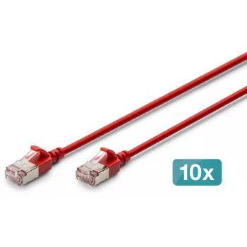 DIGITUS CAT 6A F-FTP Slim patch kabel, bakar, LSZH, 0,5 m, sivi