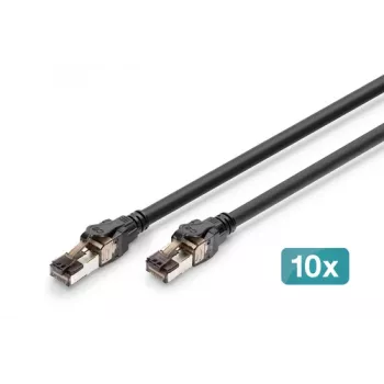 DIGITUS CAT 8.1 S/FTP patch kabel, Cu, LSZH, 5 m, crni, 10 komada