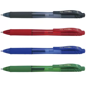 Pentel EnerGel BL107-4 Gel Roller Pen Assorted 0.35 mm Needle Tip 4 Pack