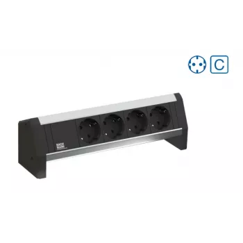 Bachmann Desk 1 produžni kabel s utičnicama - 3 AC utičnice tipa F - aluminij/plastika - 324 mm - za unutarnju upotrebu