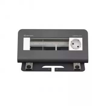 Kindermann CablePort desk² 4-struka stolna priključna ploča - 4 Schuko utičnice, 2x RJ45 Cat.6A, 2x USB-A, 1x HDMI, 1x USB-C, crna