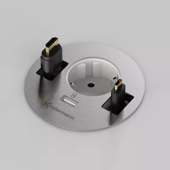 Kindermann CablePort table³ stolna priključna kutija za ugradnju, srebrna