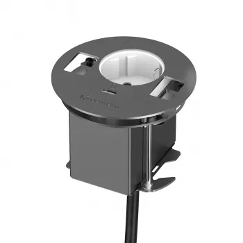 Kindermann CablePort table³ podžbukna stolna priključna jedinica s 2x Schuko, 2x RJ45, 1x HDMI, 1x USB-A, srebrno/crna