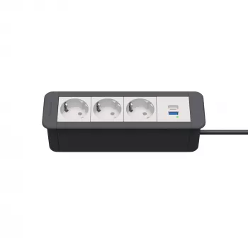 Kindermann CP Office Frame 4-fach modul za stolni priključak s 3x Schuko utičnicama i 1x USB-A portom za punjenje (7551000223)