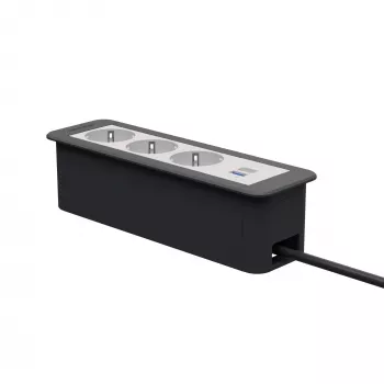 Kindermann CP Office Frame 4-fach modul za stolni priključak s 3x Schuko utičnicama i 1x USB-A portom za punjenje (7551000223)