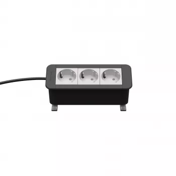 Kindermann CP Office Desk 3-fach produžni kabel s 3 Schuko utičnice, 2m kabel, srebrno-crni