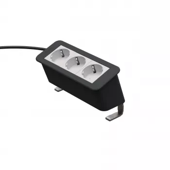 Kindermann CP Office Desk 3-fach produžni kabel s 3 Schuko utičnice, 2m kabel, srebrno-crni