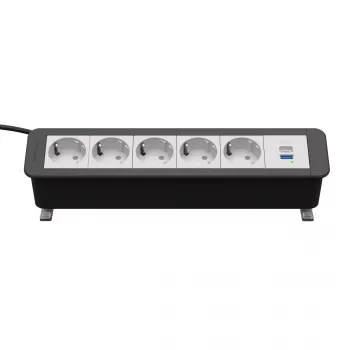 Kindermann CP Office Desk produžni kabel 5x Schuko 1x USB-A 3 m crni