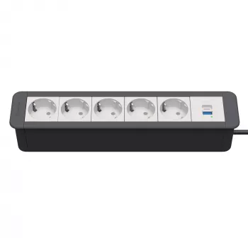 Kindermann CP Office Frame 6-fach 5x strujna utičnica 1x USB-A punjač crni (7551000325)