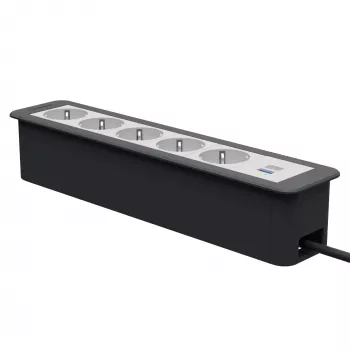Kindermann CP Office Frame 6-fach 5x strujna utičnica 1x USB-A punjač crni (7551000325)