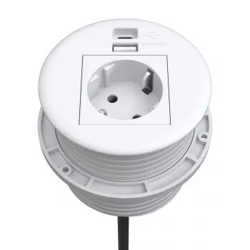 Kindermann CablePort Table bijeli (STS-R90-2) - stolna priključna ploča s 2x Schuko utičnica