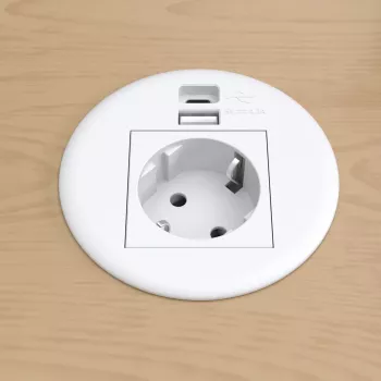 Kindermann CablePort Table bijeli (STS-R90-2) - stolna priključna ploča s 2x Schuko utičnica