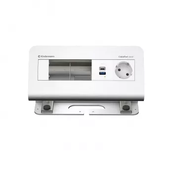 Kindermann CablePort desk² 4-fach 1x Schuko utičnica 1x USB-A punjenje srebrni