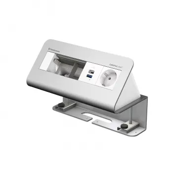 Kindermann CablePort desk² 4-fach 1x Schuko utičnica 1x USB-A punjenje srebrni
