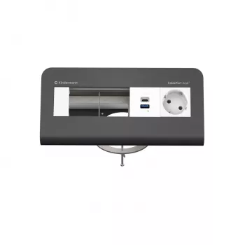 Kindermann CP desk² 80 4-fach stolna priključna ploča s 1x strujom i 1x USB-A, srebrno-crna