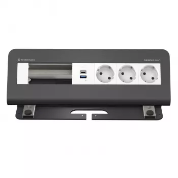 Kindermann CablePort desk² 6-fach 3x Schuko 2x USB-A modul za stolni priključak srebrno-crni