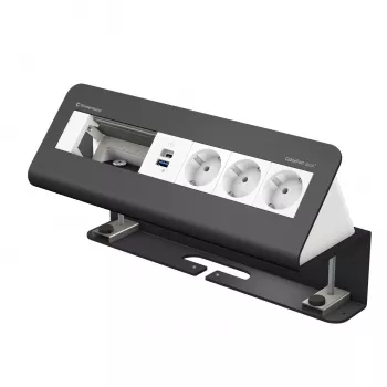 Kindermann CablePort desk² 6-fach 3x Schuko 2x USB-A modul za stolni priključak srebrno-crni