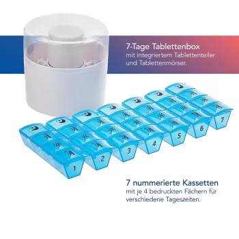 First Aid Only kutija za tablete s rezačem tableta plavo bijela