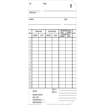 Bürk Mobatime 500 kartica za žigosanje tip 2-6 – pakiranje od 500