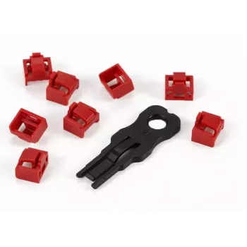 ALLNET TP/RJ45 blokator crveni 10 komada sa sigurnosnim ključem, zaštitna kapica, sigurnosni lokot za mrežu (ALL-TP-RJ45-Blocker-10PCS)