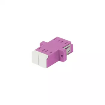 SYNERGY21 LC-LC duplex multimode OM4 optička spojnica, Erika Violet, PVC, s prirubnicom, s jednostranom zaštitnom zaklopkom lasera