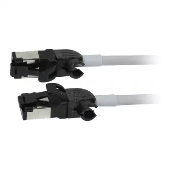 Synergy21 patch kabel RJ45, CAT6A 500MHz, 2m, sivi, S/FTP, slimline okrugli d=4,5mm, TPE/LSZH (Superflex), AWG28, s CAT7 sirovim utikačem, rotirajući utikač