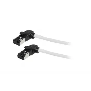 Synergy21 patch kabel RJ45, CAT6A 500MHz, 0,15m, bijeli, S/FTP, slimline okrugli d=4,5mm, TPE/LSZH (Superflex), AWG28, s CAT7 sirovim utikačem, rotirajući utikač