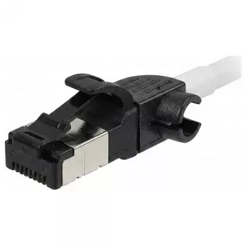 Synergy21 patch kabel RJ45, CAT6A 500MHz, 1,0m, bijeli, S/FTP, slimline okrugli d=4,5mm, TPE/LSZH (Superflex), AWG28, s CAT7 sirovim kabelom, rotirajući utikač