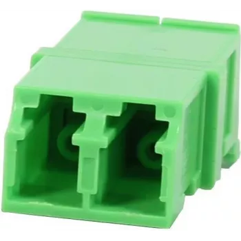Synergy 21 S215678 LC/APC optički adapter spojnik duplex jednomodni 9/125µm keramički PVC bez prirubnice zeleni sa zaštitnom zaklopkom za laser