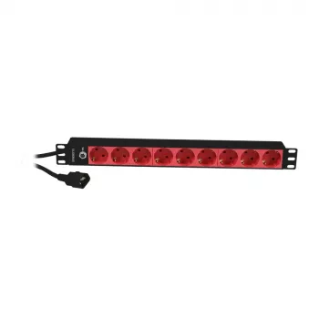 Synergy 21 ALLNET 19 inch 1U 9-struka Schuko utičnica s C14 utikačem 10A crna