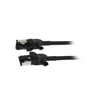 Synergy21 Patch kabel RJ45, CAT6A 500MHz, 7,5m, crni, S/FTP, Slimline okrugli d=4,5mm, TPE/LSZH (Superflex), AWG28 s CAT7 sirovim utikačem, rotirajući utikač