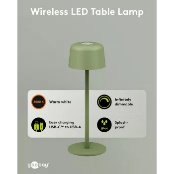 Goobay bežična LED stolna svjetiljka, veličina S, 25 cm, zelena