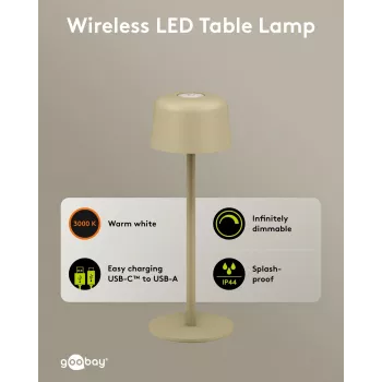 GOOBAY bežična LED stolna svjetiljka, veličina S, 25 cm, bež