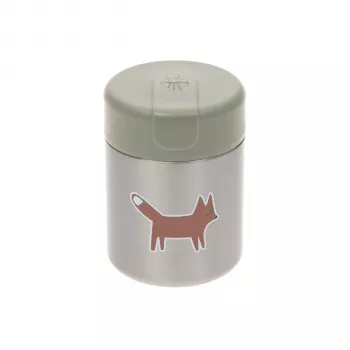 Lassig Little Forest Fox Food Jar, 315 ml, Double-Walled Stainless Steel, Leak-Proof, Green