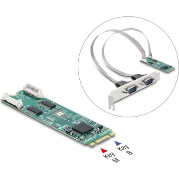 Delock M.2 kartica na 2 x serijski RS-232 DB9 sa standardnim i low-profile poklopcima utora