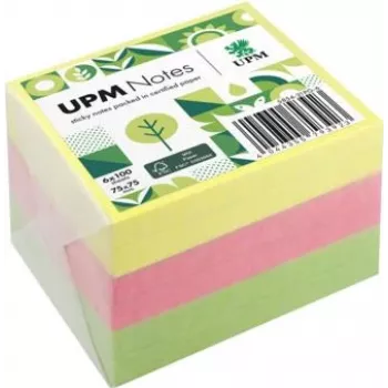 UPM Notes Brillant samoljepljive bilješke 75x75mm 100 listova po bloku 6 blokova miješane boje