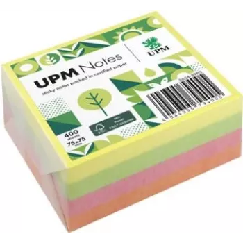UPM Notes Brilliant Mix samoljepljive bilješke 400 listova žuta ružičasta zelena 76x76mm 3 bloka