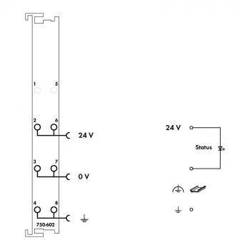 WAGO 750-602 modul napajanja sustava, 24 VDC, 1,08 A, DIN tračnica, sivi, CAGE CLAMP
