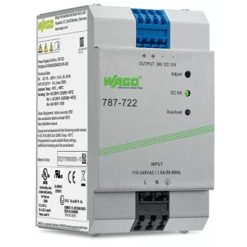 WAGO 787-722 napajanje, 120 W, 24 V DC, 5 A, DIN tračnica, aktivni PFC