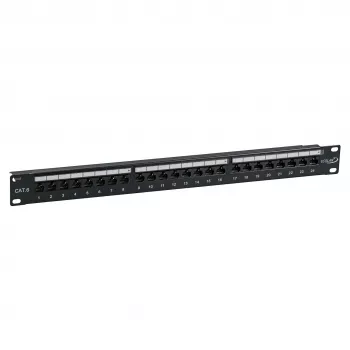 EFB-Elektronik ECOLAN patch panel UTP 24xRJ45 Cat.6 19 inch 1U RAL9005 crni